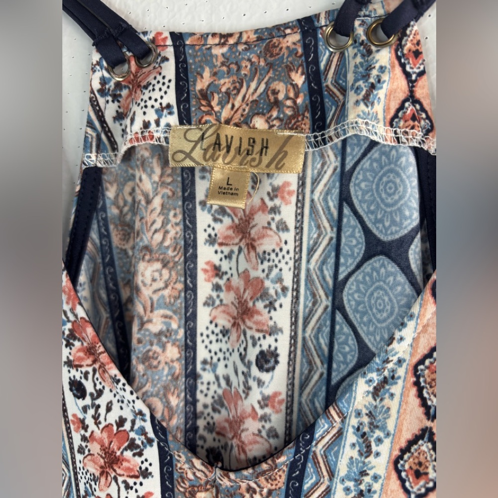 Lavish L Halter Tribal Print Scarf Style Tank Top - Multicolor - Picture 5 of 7